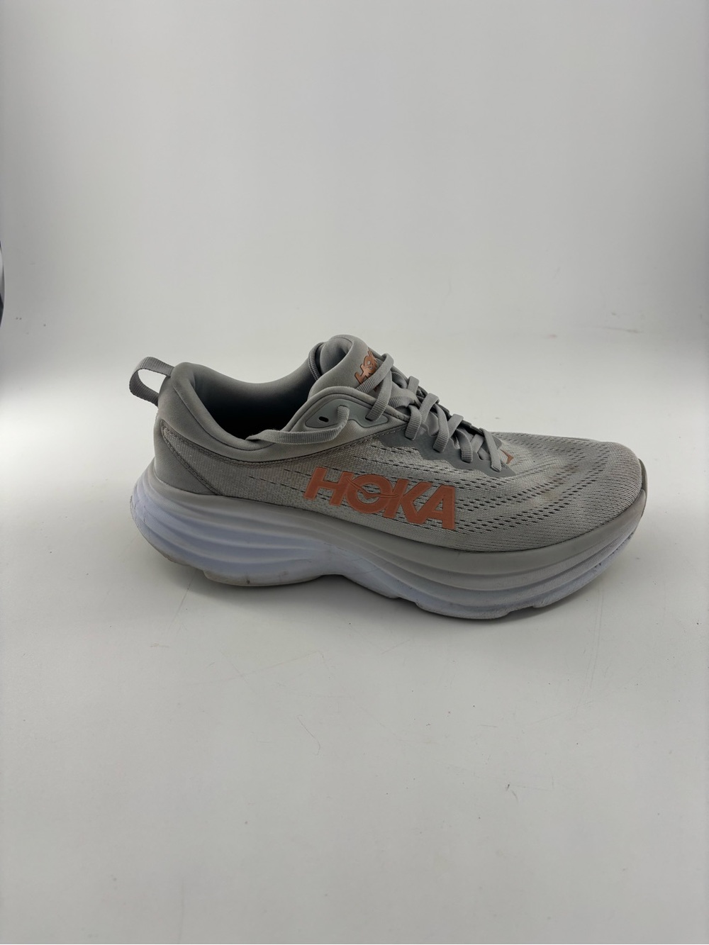 Hoka One One Bondi 8 Womenโs Size 11B Harbor Mist Lunar Rock Running Sneakers
